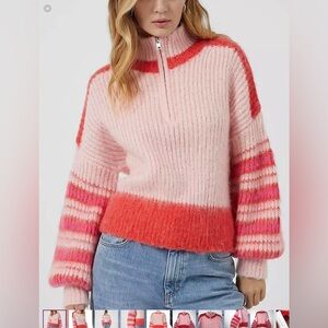 💖 French Connection Striped Half-Zip Sweater – Size S